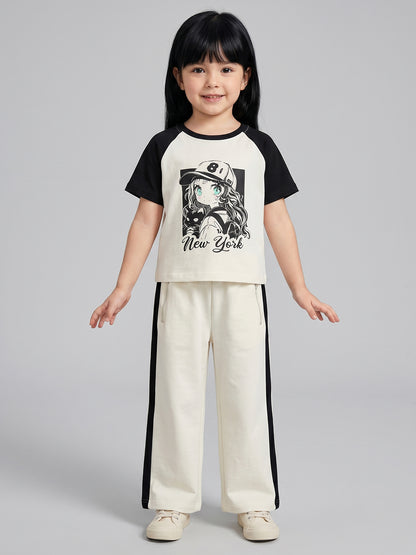 Coolbee Store Kids Girls Clothing Set - Offwhite (KGSSA88) – back view