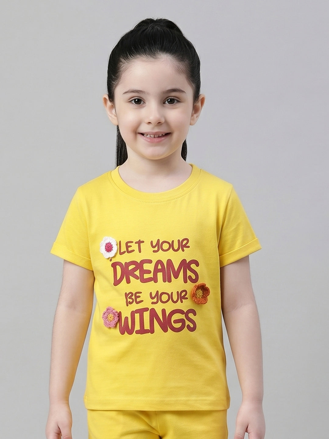 Coolbee Store Kids Girls T-Shirt - Yellow (KGSSA30) – back view