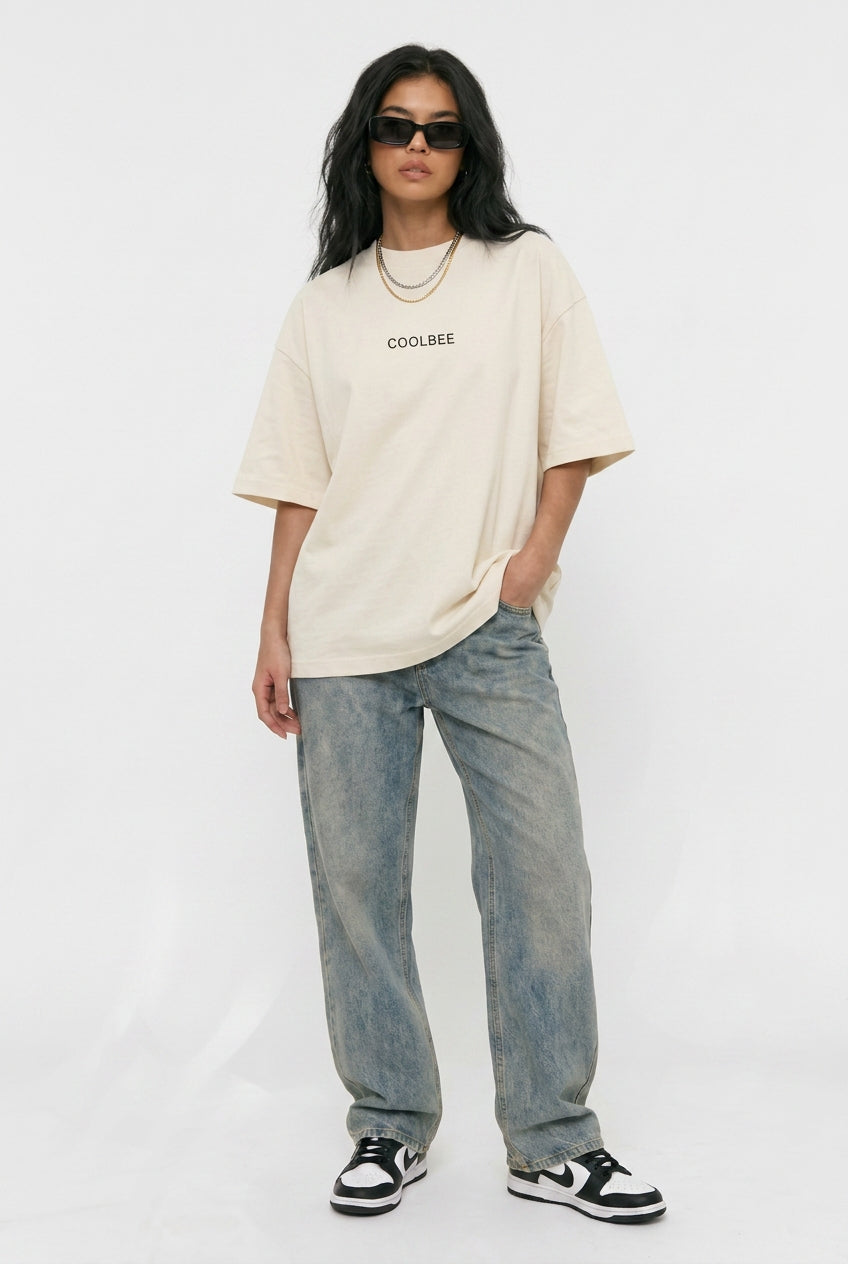 Cool Bee Lost in Thoughts Tee White for Women - Oversized Graphic Tee Streetwear India - Lifestyle View