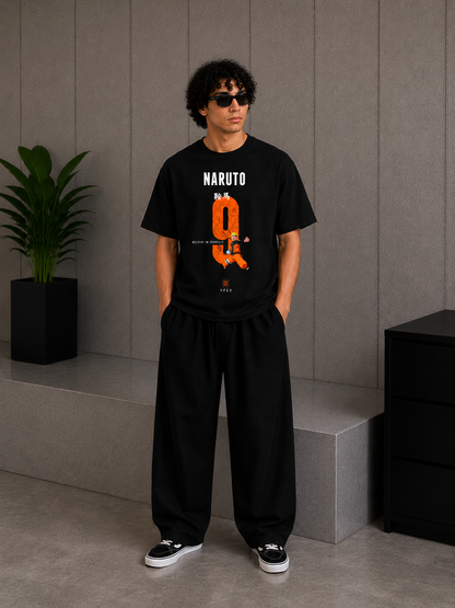 Cool Bee Naruto 7 anime Tee Black for Men - Black Oversized Graphic Tee Streetwear India - Back View