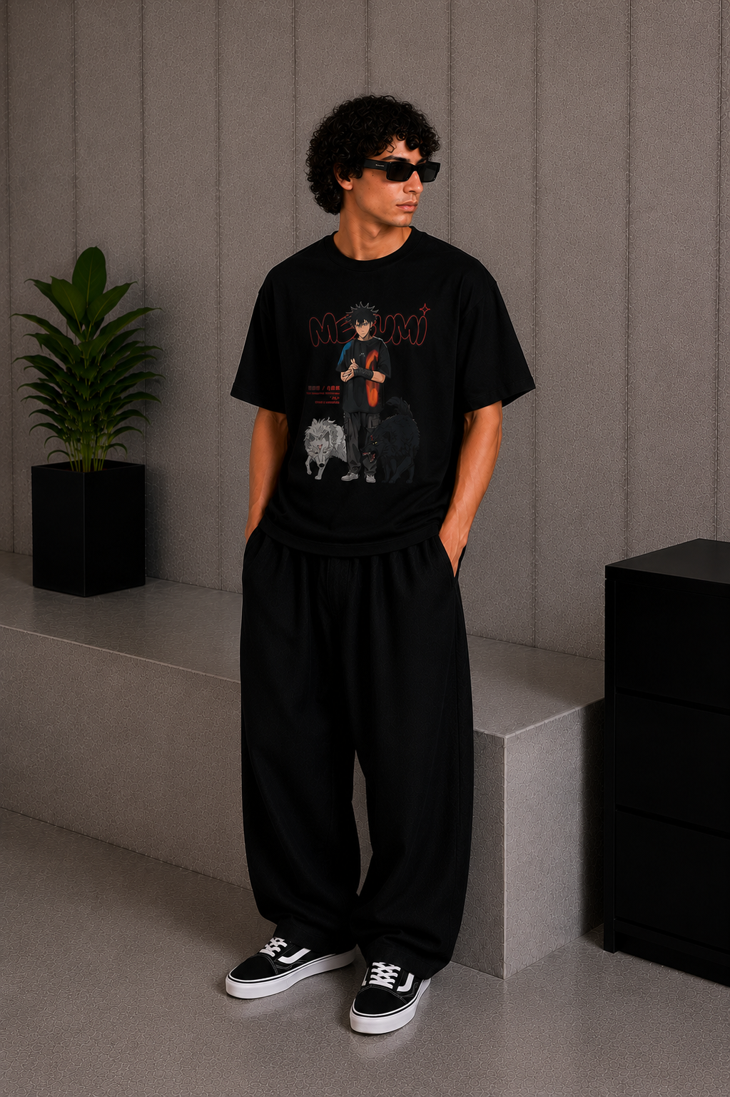 Cool Bee Silent Curse Tee Black for Men - Black Oversized Graphic Tee Streetwear India - Side View