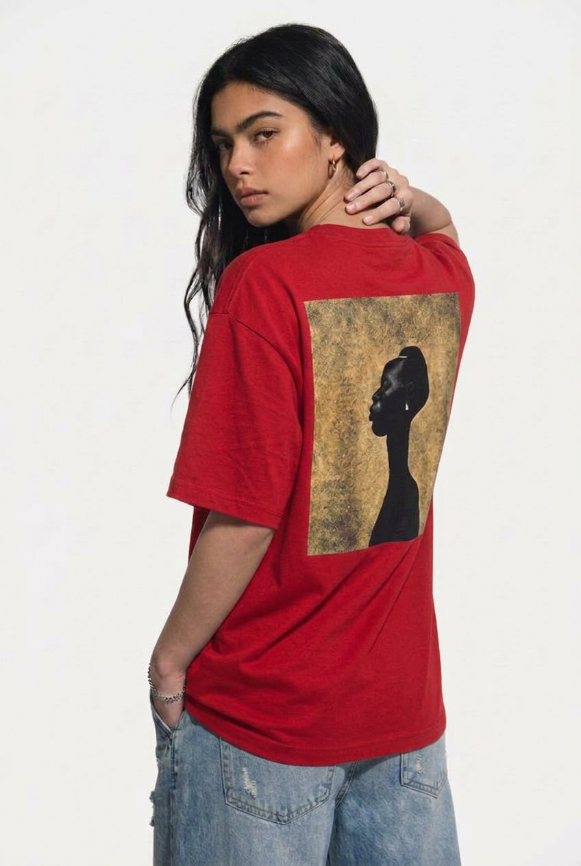 Cool Bee Silent Muse Tee Red for Women - Red Oversized Graphic Tee Streetwear India