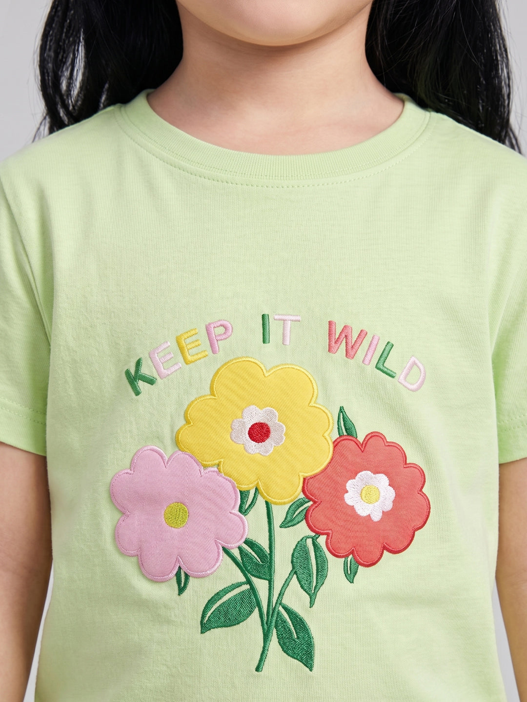 Coolbee Store Kids Girls T-Shirt - Green (KGSSA32) – side view