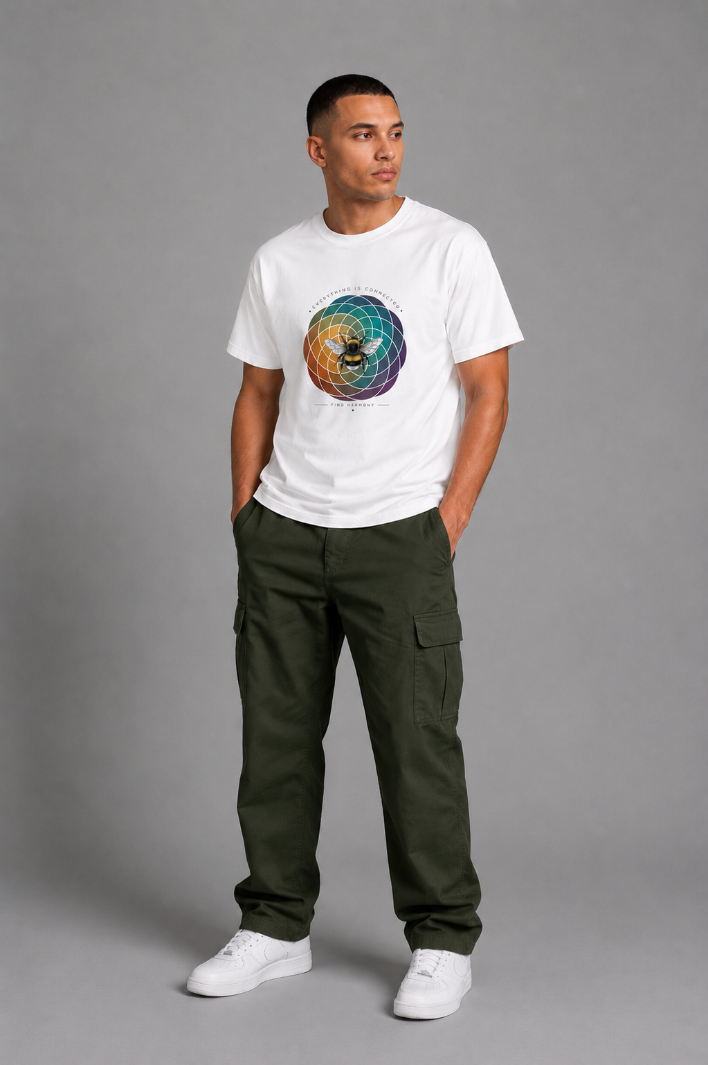 Cool Bee Pure Tee White for Men - White Oversized Graphic Tee Streetwear India - Lifestyle View