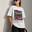 Pink Line Racer Women Tee White