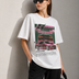 Pink Line Racer Women Tee White