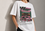 Pink line Racer Women Tee White