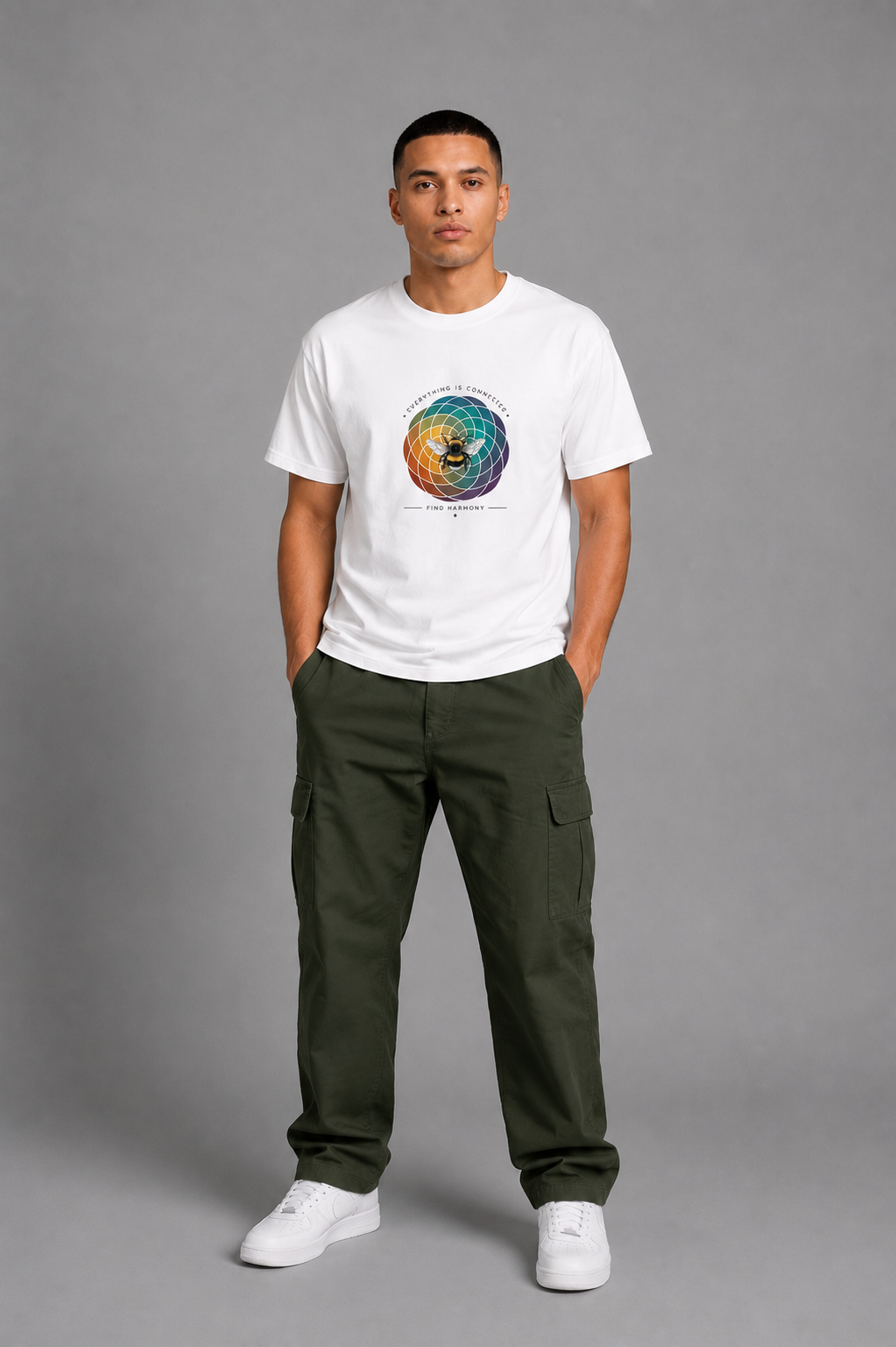 Cool Bee Pure Tee White for Men - White Oversized Graphic Tee Streetwear India - Detail View