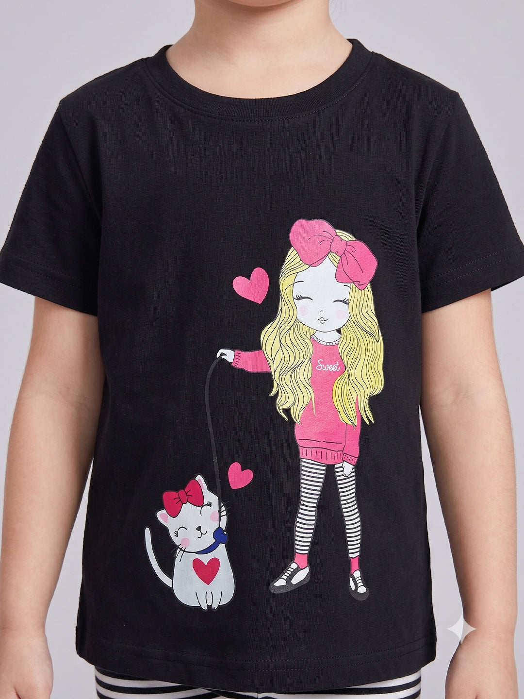 Coolbee Store Kids Girls T-Shirt - Black (CSKT207) – side view