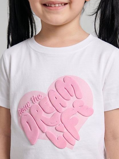 Coolbee Store Kids Girls T-Shirt - White (CSKT214) – side view
