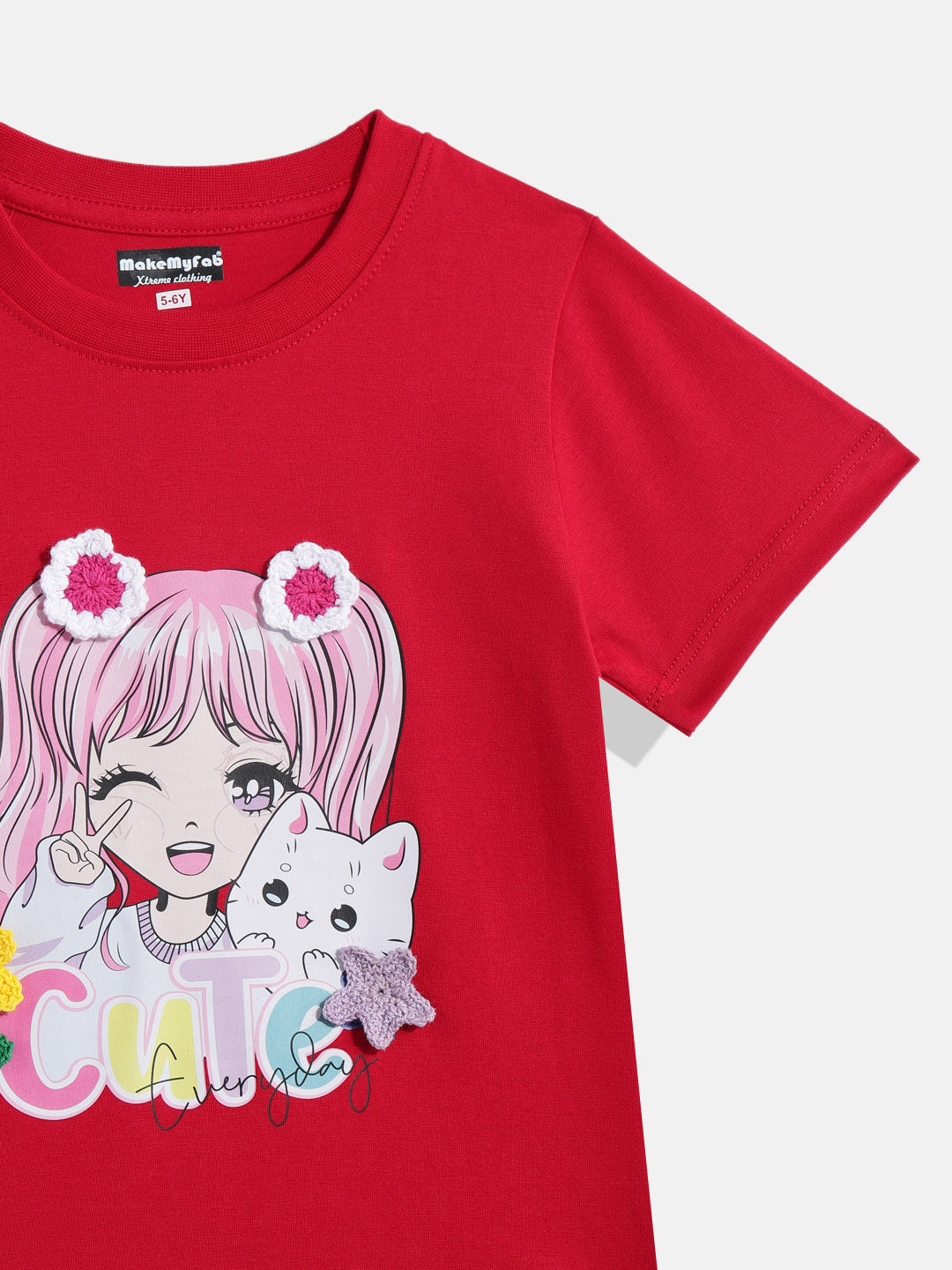 Coolbee Store Kids Girls T-Shirt - Red (KGSSA33) – side view