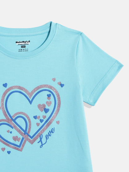 Coolbee Store Kids Girls T-Shirt - Sky Blue (CSKT229) – side view