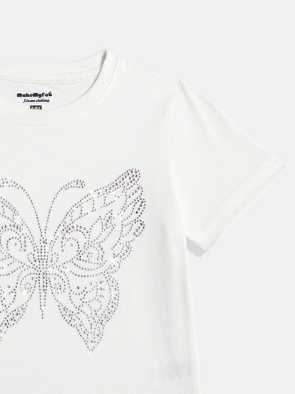 Coolbee Store Kids Girls T-Shirt - Off White (CSKT230) – side view
