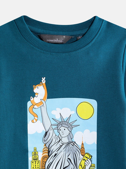 Coolbee Store Kids Boys T-Shirt - Teal (KBAW25TR5) – close-up fabric detail