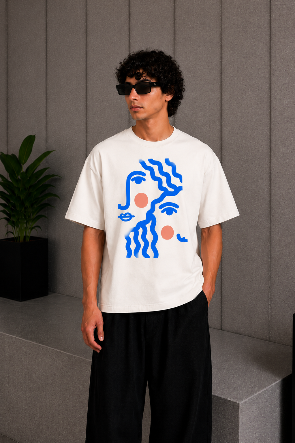Face wave Tee White
