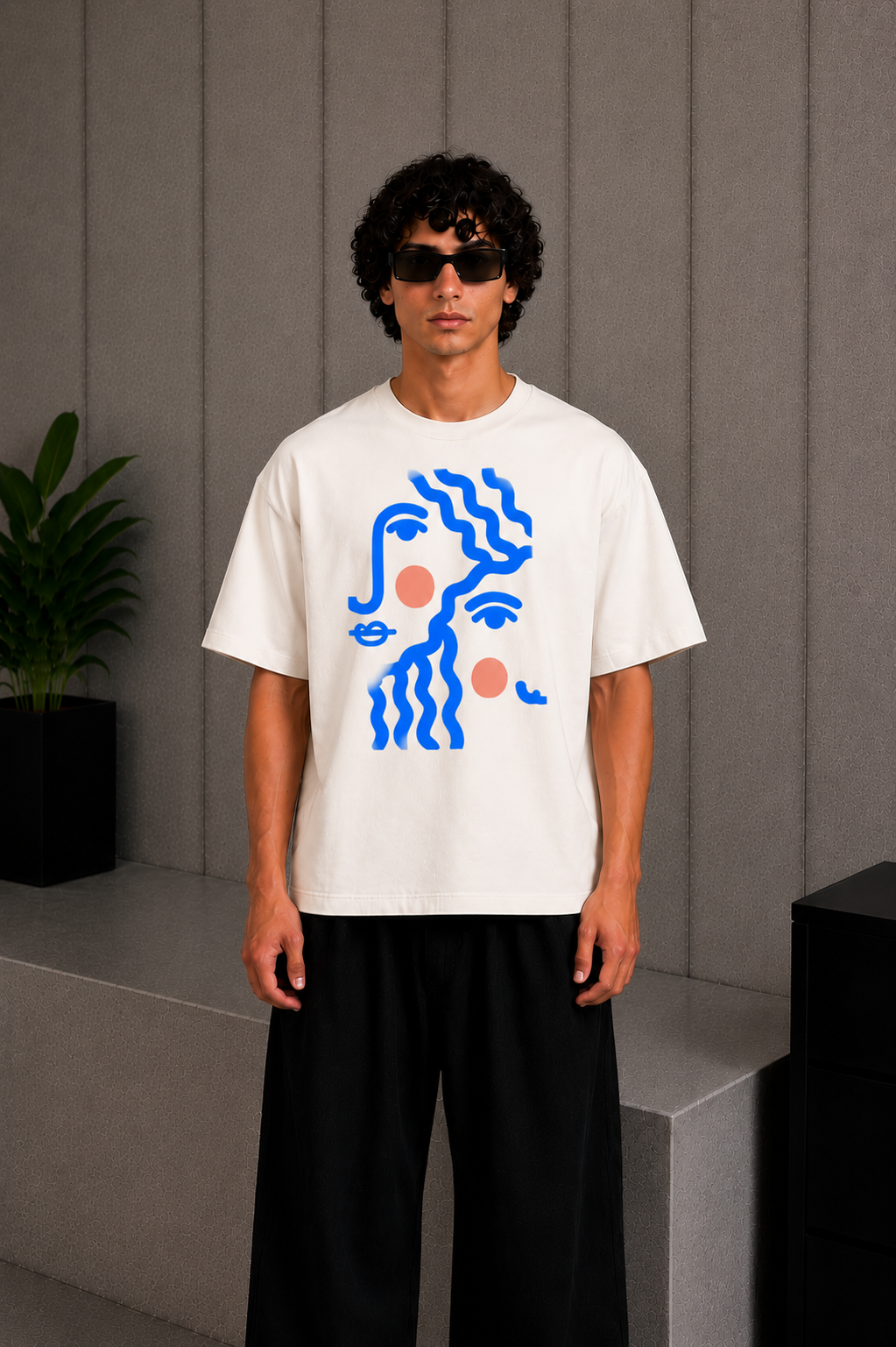 Face wave Tee White