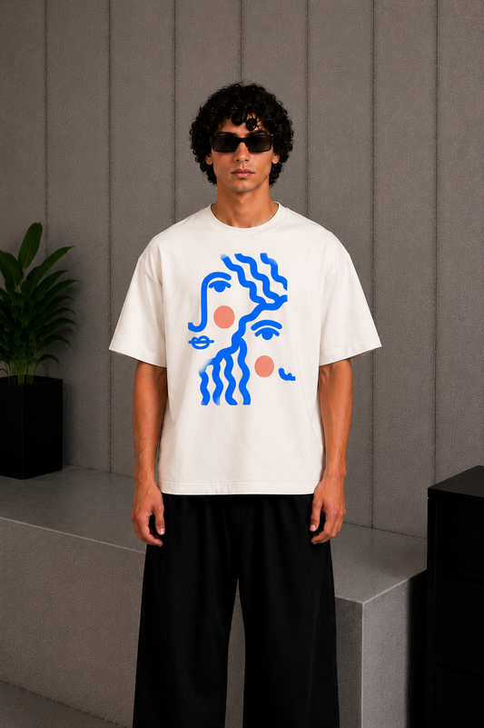 Face wave Tee White