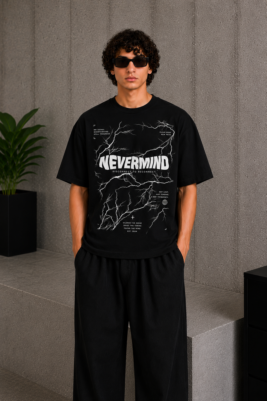 Never Mind Tee Black