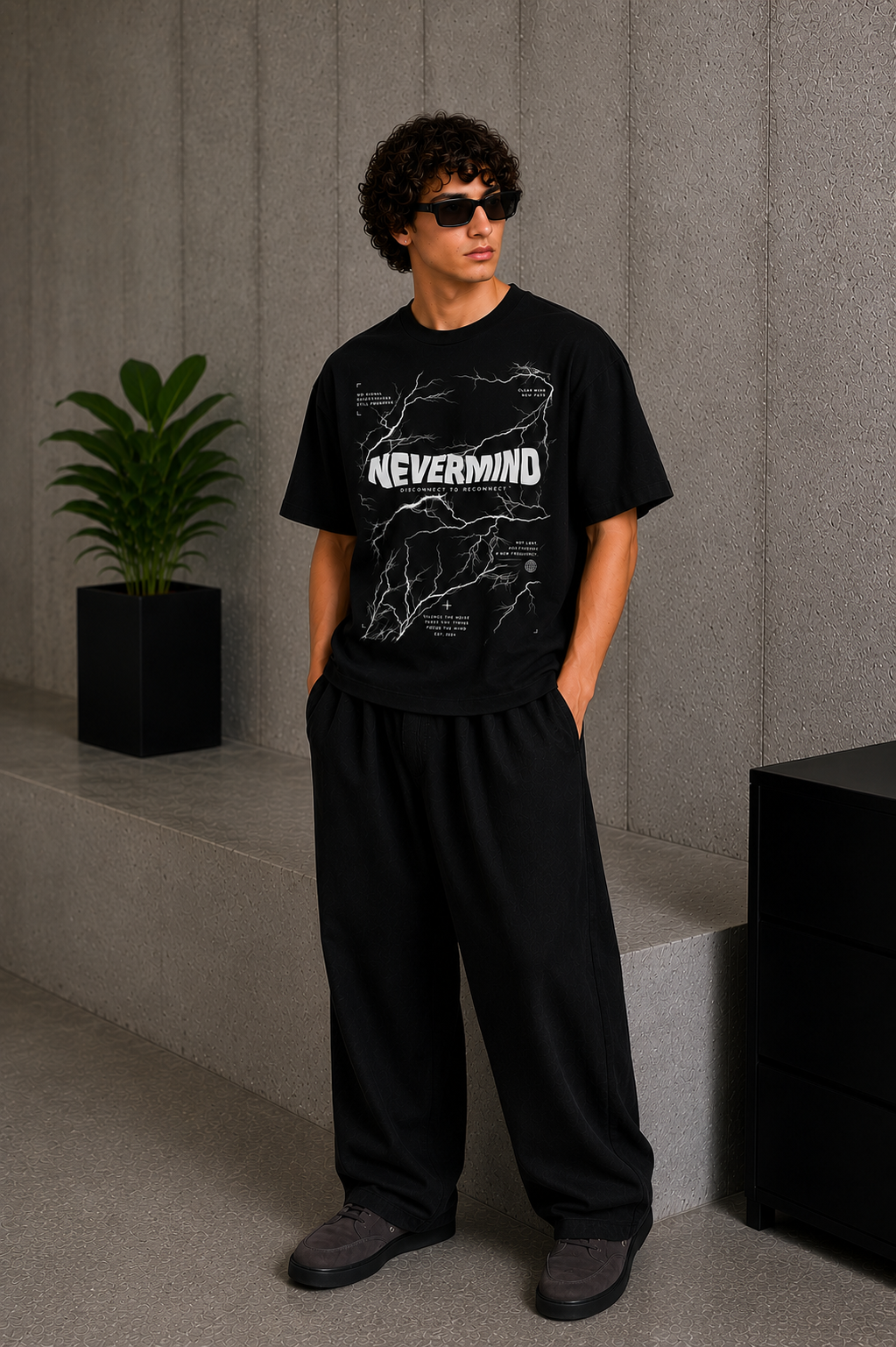 Never Mind Tee Black