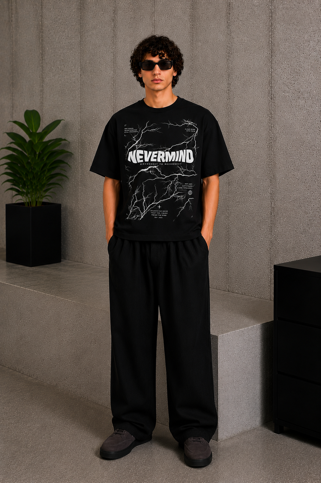 Never Mind Tee Black