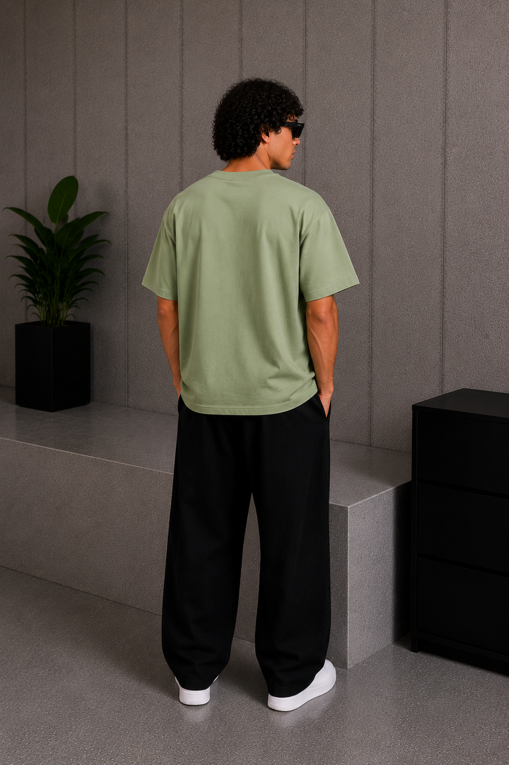 Cool Bee Green Oversized Graphic Tee for Men - Streetwear India - Lifestyle View
