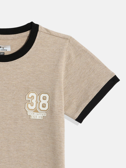 Coolbee Store Kids Boys T-Shirt - Beige (KBSSTR22) – close-up fabric detail