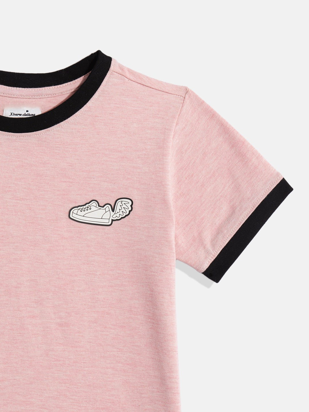 Coolbee Store Kids Boys T-Shirt - Pink (KBSSTR24) – close-up fabric detail