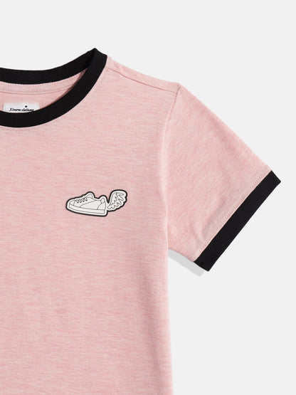 Coolbee Store Kids Boys T-Shirt - Pink (KBSSTR24) – close-up fabric detail