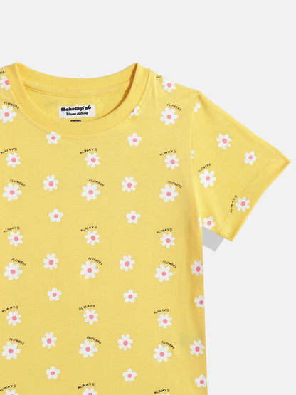 Coolbee Store Kids Girls T-Shirt - Yellow (KGSSA12) – side view