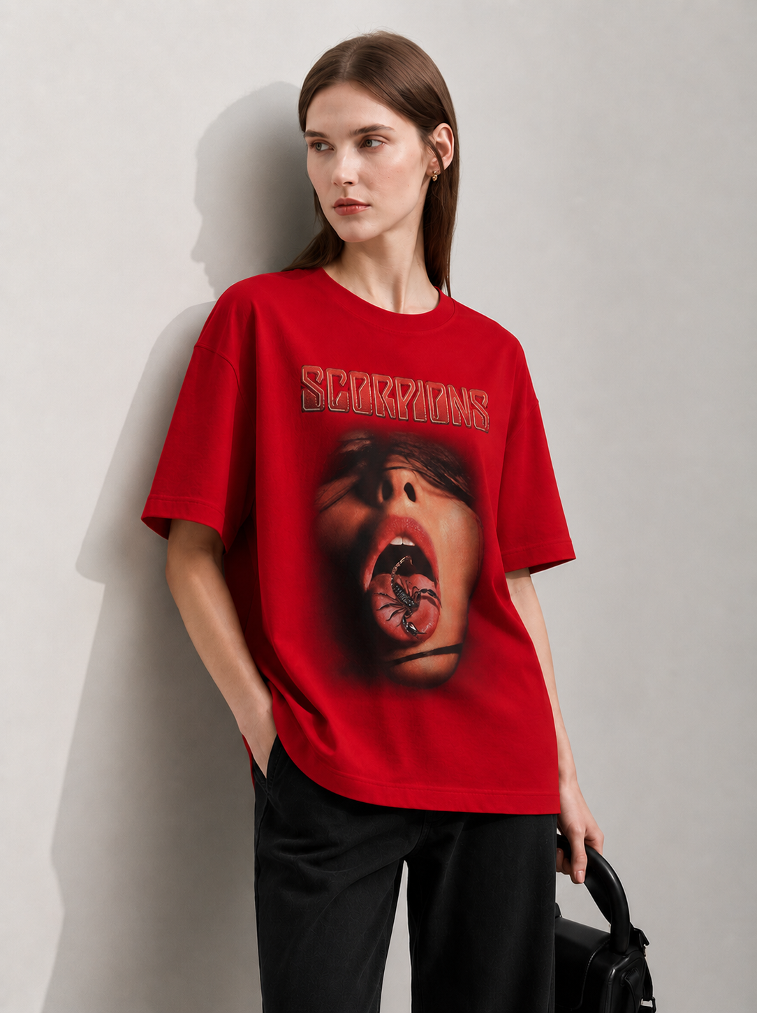 The Dreamscape Red Women Tee - Oversized Graphic T-Shirt Front View | Cool Bee India