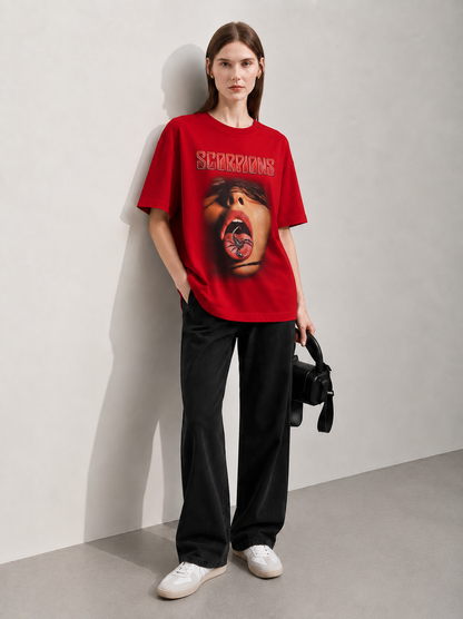 The Dreamscape Red Women Tee - Oversized Graphic T-Shirt Back View | Cool Bee India