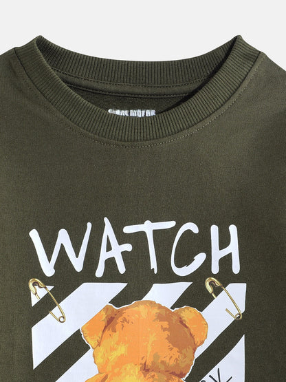 Coolbee Store Kids Boys T-Shirt - Olive Green (KBAW25TR2) – close-up fabric detail