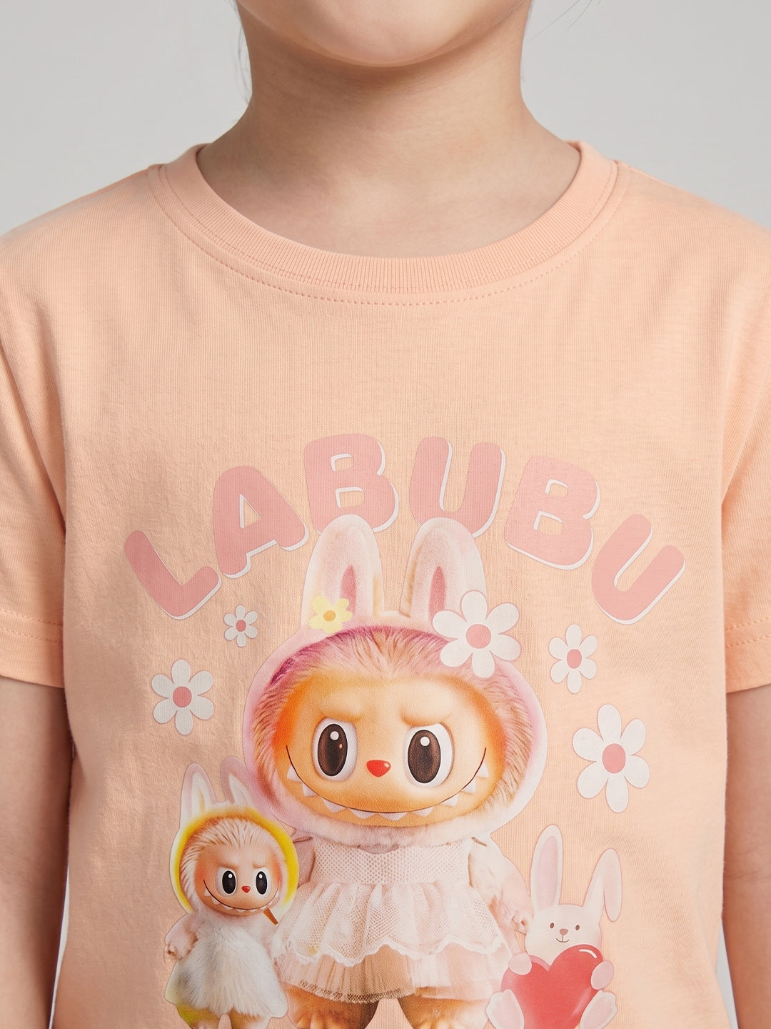 Coolbee Store Kids Girls T-Shirt - Peach (CSKT211) – side view