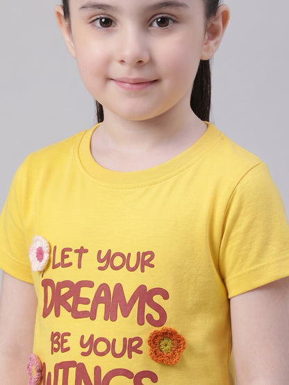 Coolbee Store Kids Girls T-Shirt - Yellow (KGSSA30) – side view