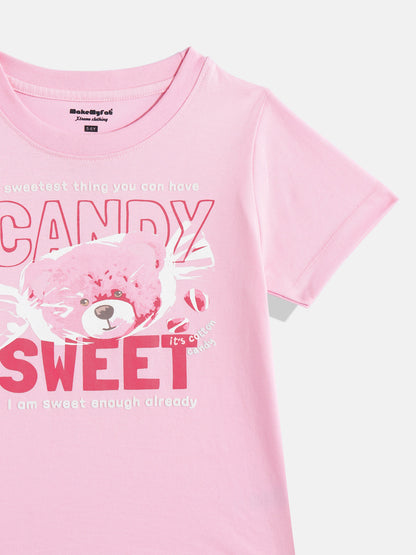Coolbee Store Kids Girls T-Shirt - Light Pink (KGSSA21) – side view