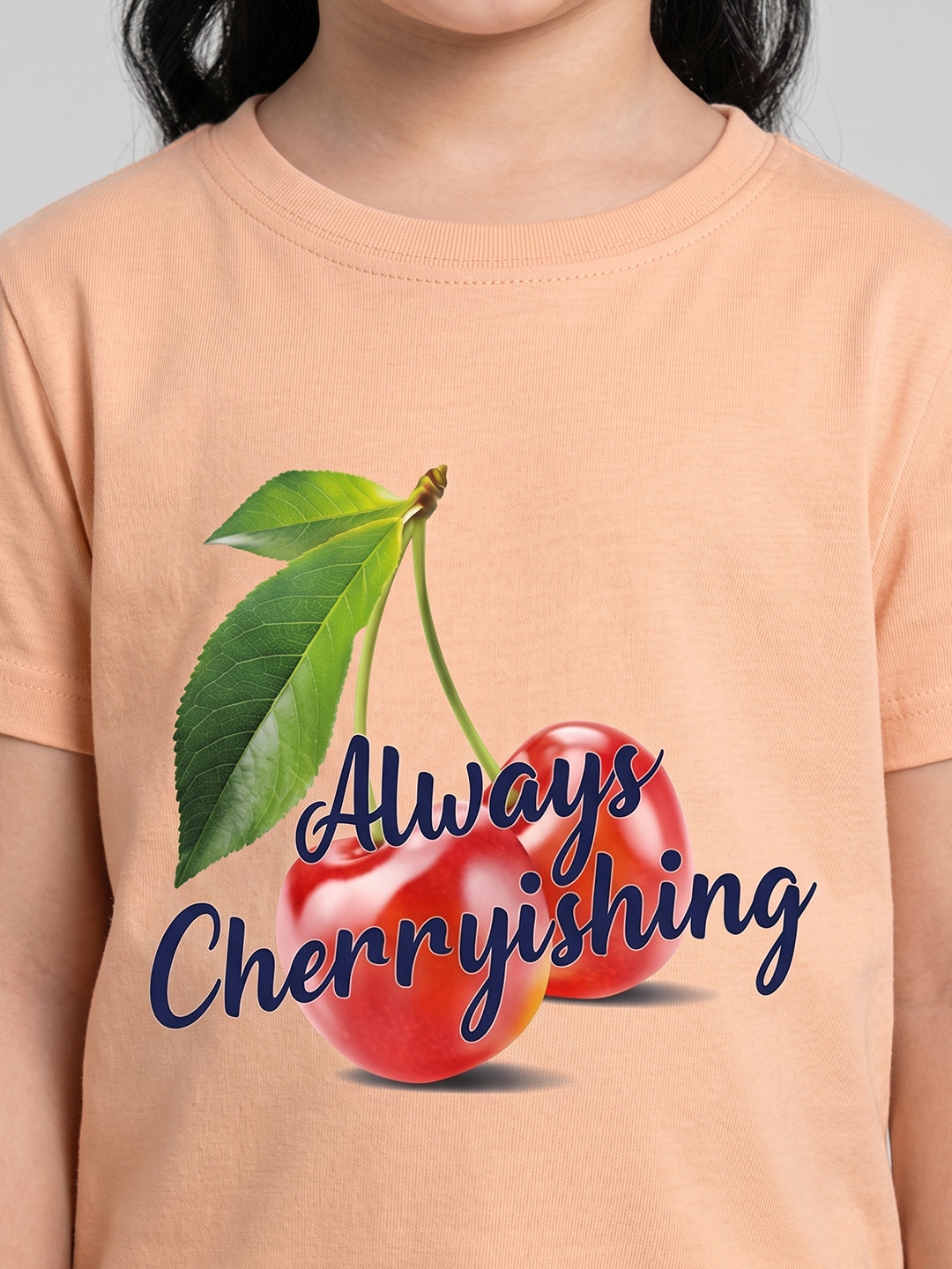 Coolbee Store Kids Girls T-Shirt - Peach (CSKT216) – side view