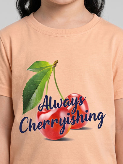 Coolbee Store Kids Girls T-Shirt - Peach (CSKT216) – side view