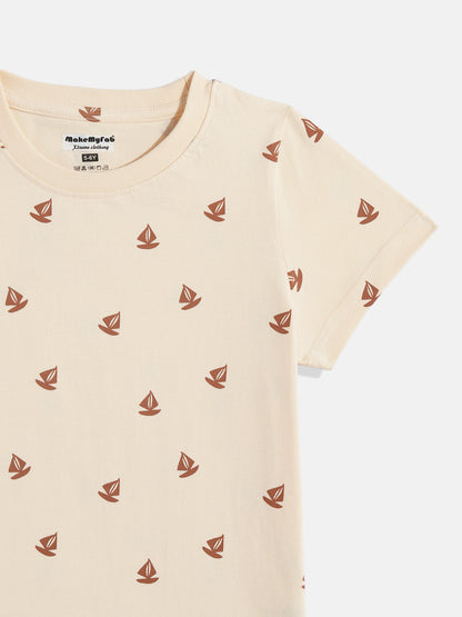 Coolbee Store Kids Boys T-Shirt - Beige (KBSSAOP1) – side view