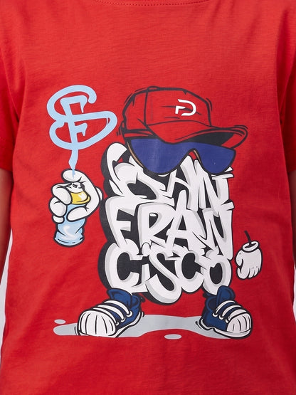 Coolbee Store Kids Boys T-Shirt - Red (CSKT220) – side view
