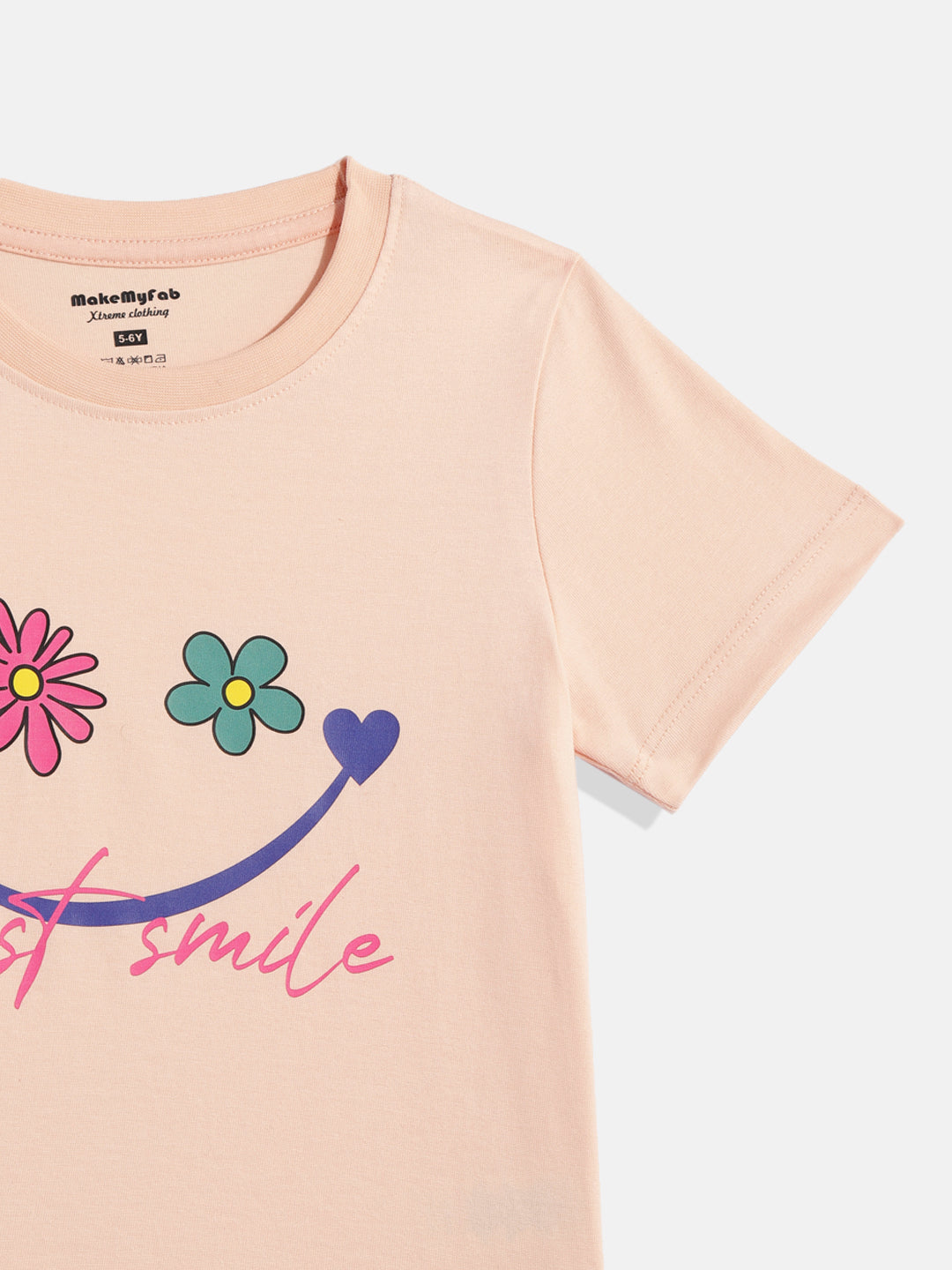 Coolbee Store Kids Girls T-Shirt - Peach (CSKT231) – side view
