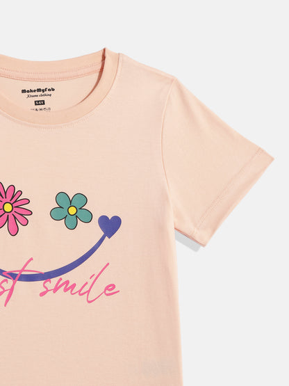 Coolbee Store Kids Girls T-Shirt - Peach (CSKT231) – side view