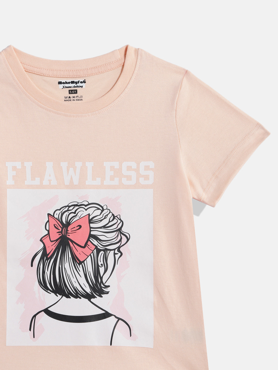 Coolbee Store Kids Girls T-Shirt - Peach (CSKT206) – side view