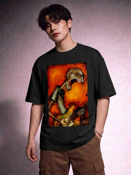 Cool Bee Canvas Chords Tee Black for Men - Black Oversized Graphic Tee Streetwear India