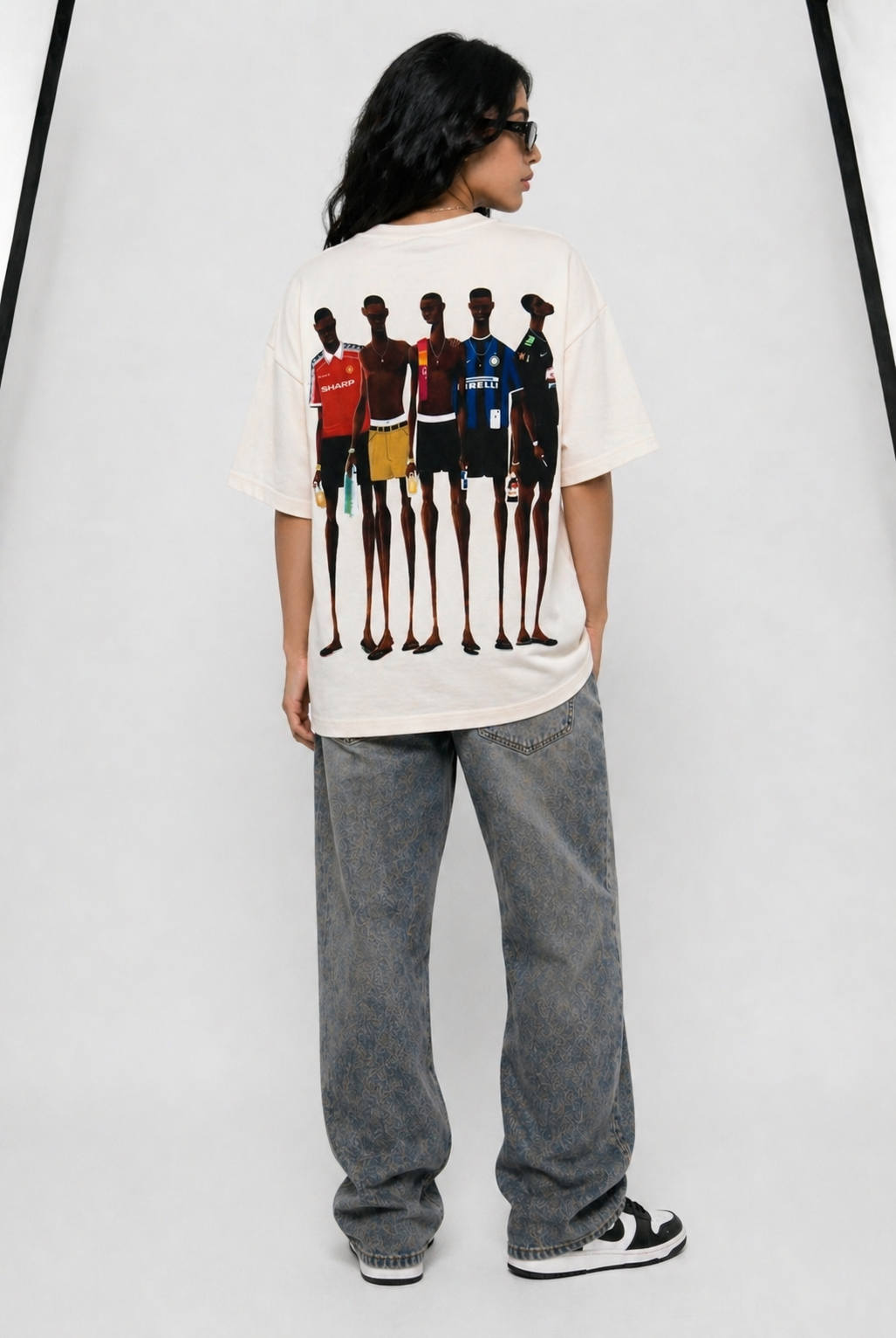 Cool Bee Matchday Abstract Tee White for Women - Oversized Graphic Tee Streetwear India - Detail View