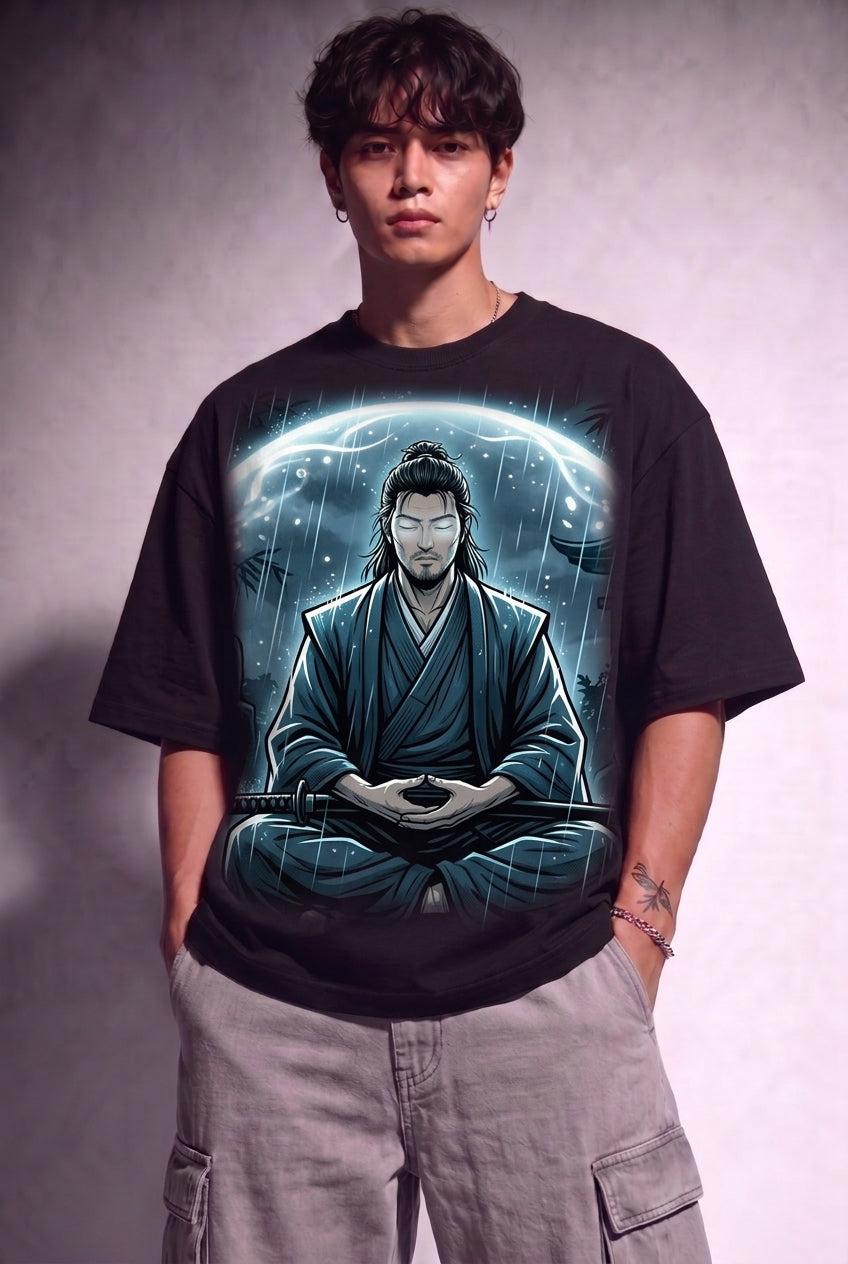 Cool Bee Silent Warrior Anime Tee Black for Men - Black Anime Graphic Tee Streetwear India