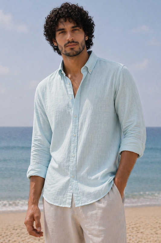 Linen Casual Shirt Ice Blue
