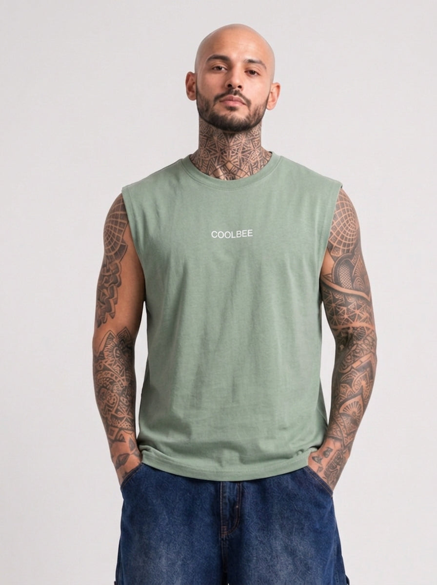 Cool Bee Men Tank Tees Green for Men - Green Tank Top Gym Casual India