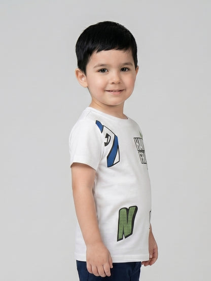 Coolbee Store Kids Boys T-Shirt - White (CSKT218) – close-up fabric detail