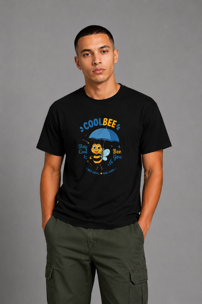 Cool Bee Stay Cool Tee Black for Men - Black Oversized Graphic Tee Streetwear India