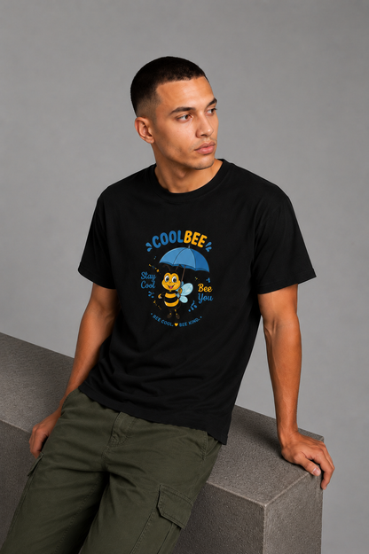 Cool Bee Stay Cool Tee Black for Men - Black Oversized Graphic Tee Streetwear India - Back View